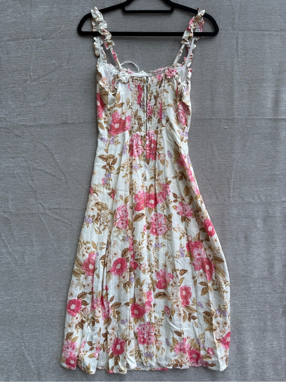 Petal & Pup Floral Linen Blend Midi Dress Cottagecore Ruffle Strap Size US 4 NWT - Picture 3 of 7